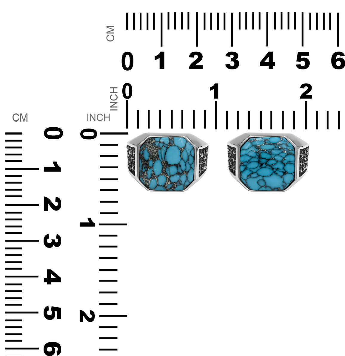Starborn Stabilized Pressed Block Turquoise Octagon Signet Men's Ring in Sterling Silver