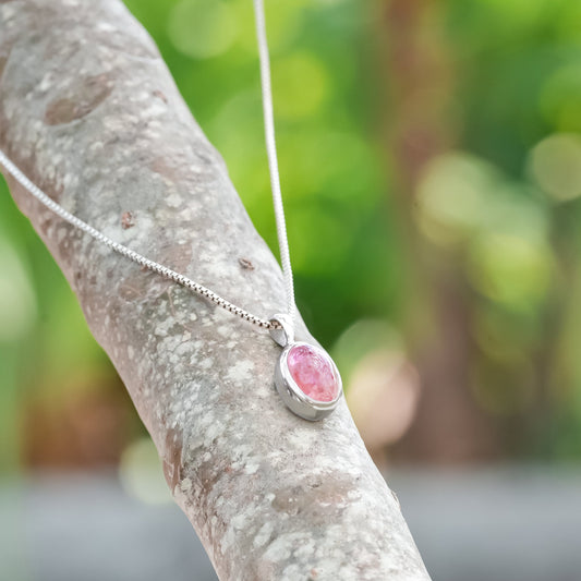 Starborn Pink Tourmaline Oval Pendant in Sterling Silver