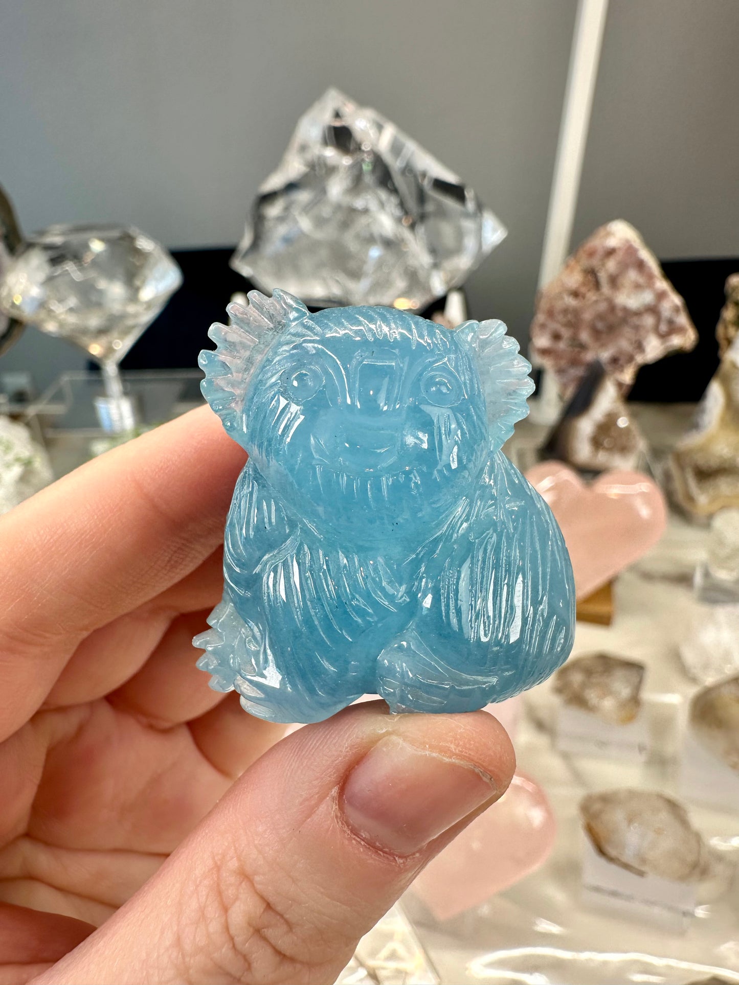 Hand-Carved Brazilian Aquamarine Koala