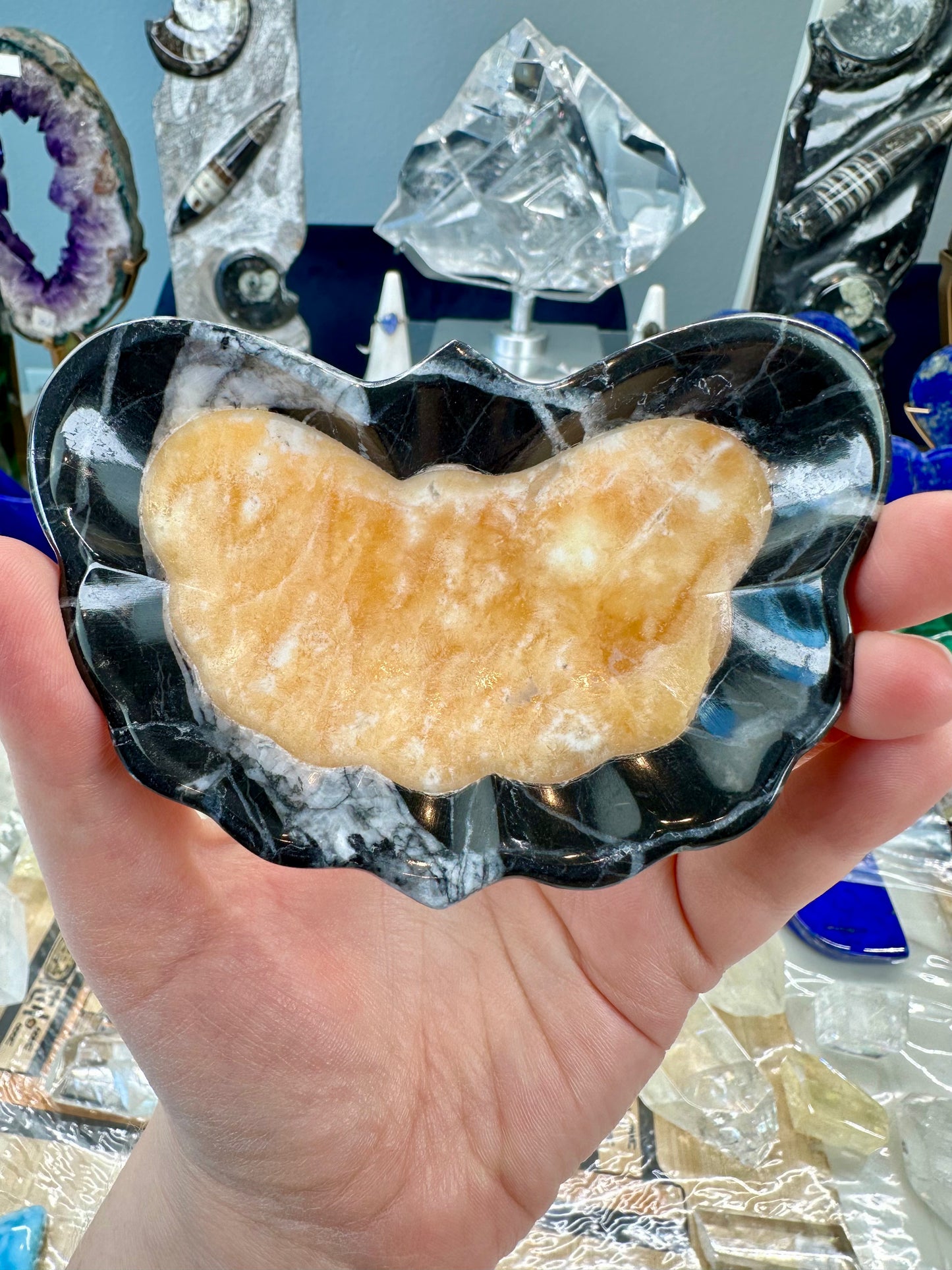 Calcite & Marble Butterfly Bowl H