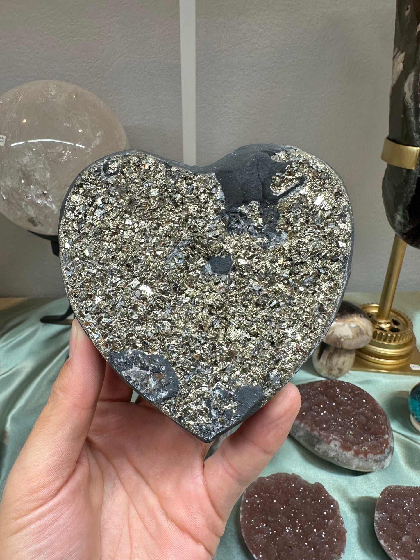 Shungite with Pyrite heart