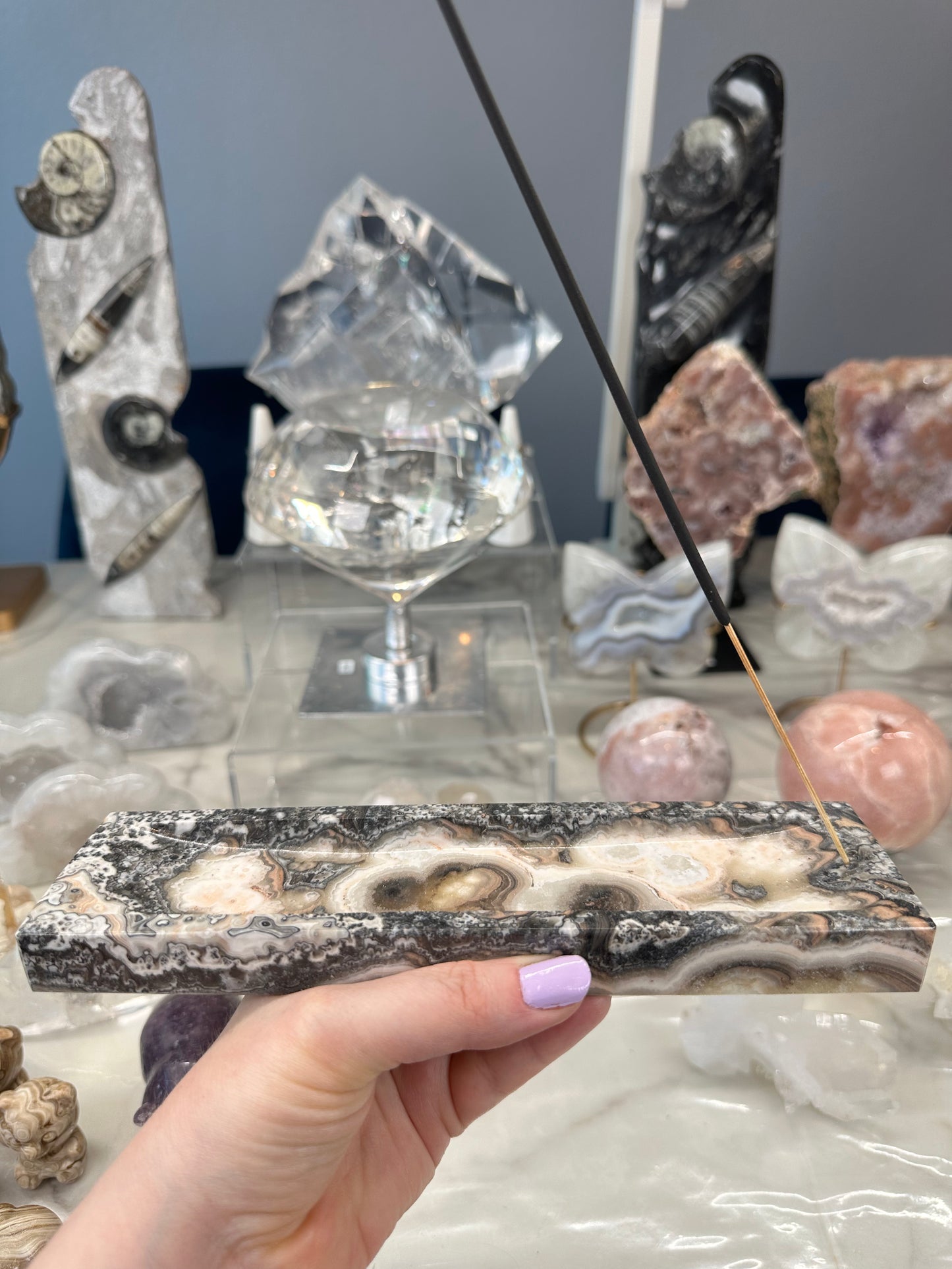 Banded Calcite Incense Holder B