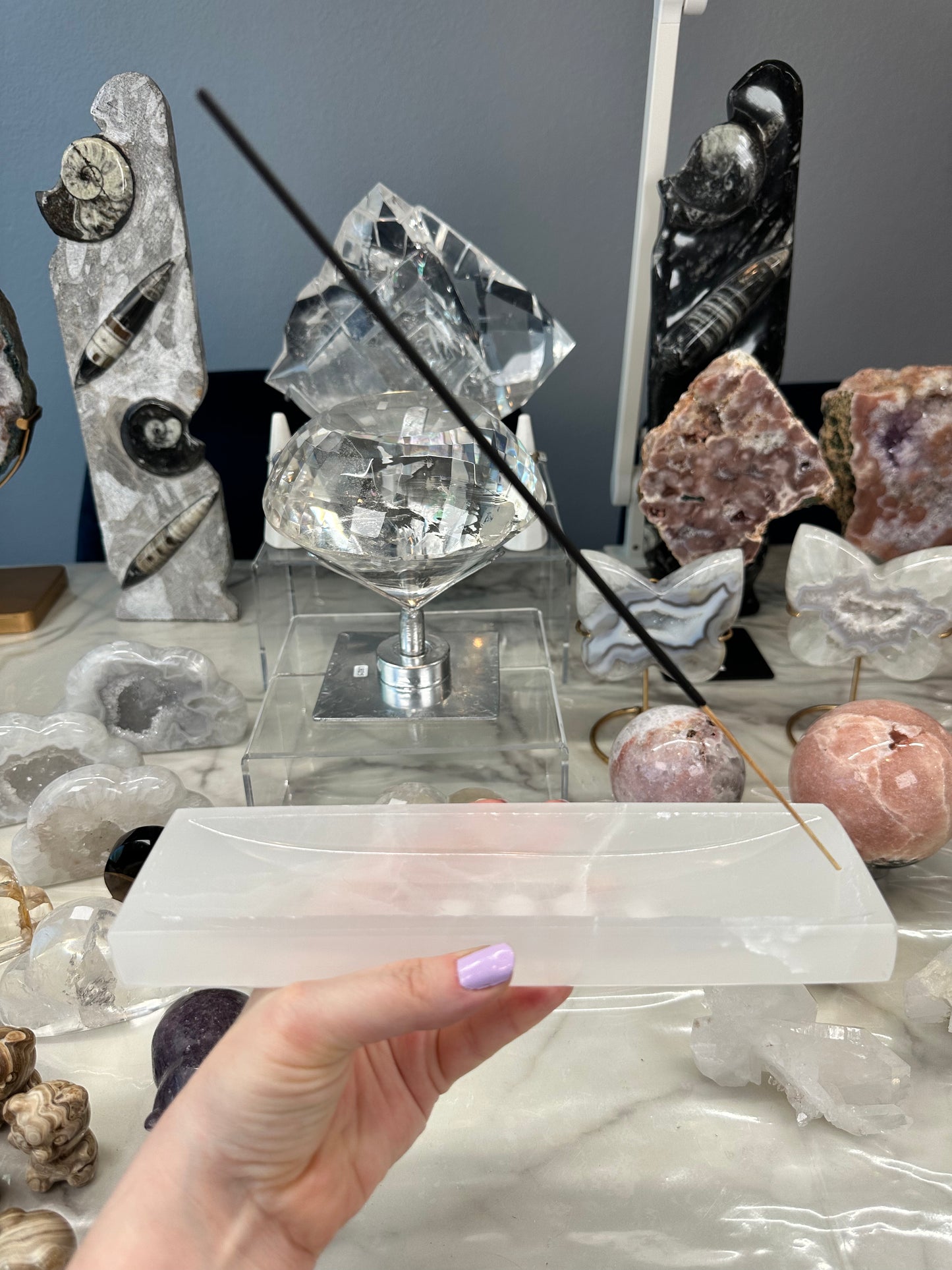 White Calcite Incense Holder B