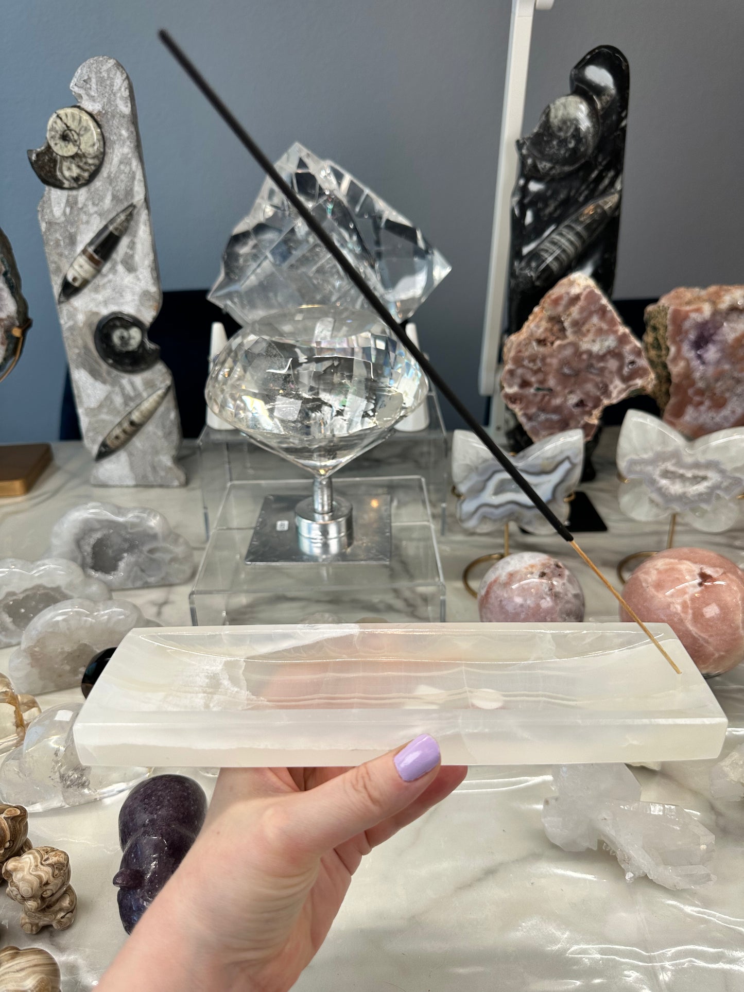 White Calcite Incense Holder A