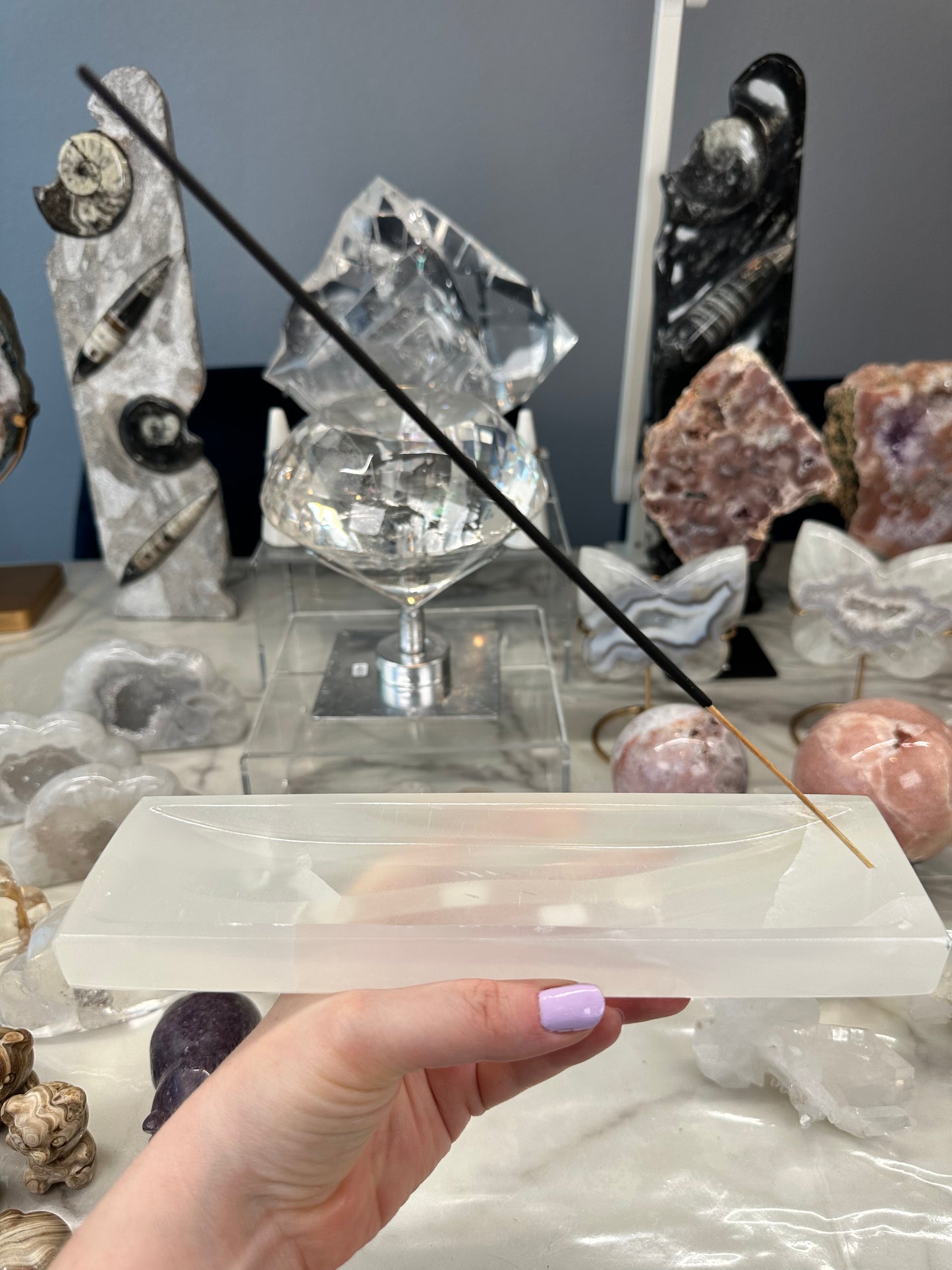 White Calcite Incense Holder D