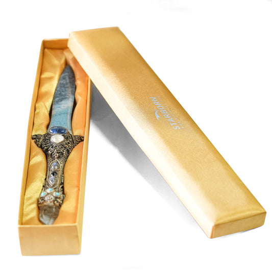 Starborn Troilite Crystal Wand with Decorative Gemstone Inlay Clay Handle