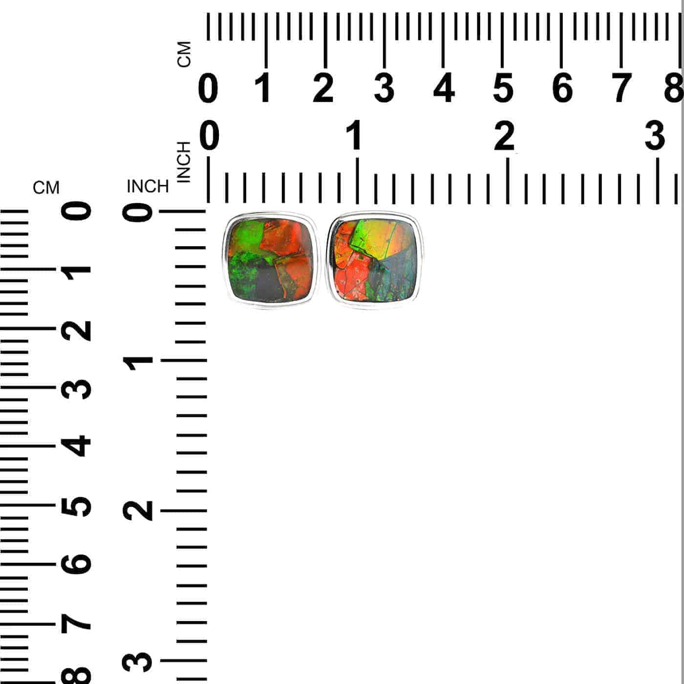 Starborn Ammolite Inlay Cushion-Cut Cufflinks in Sterling Silver