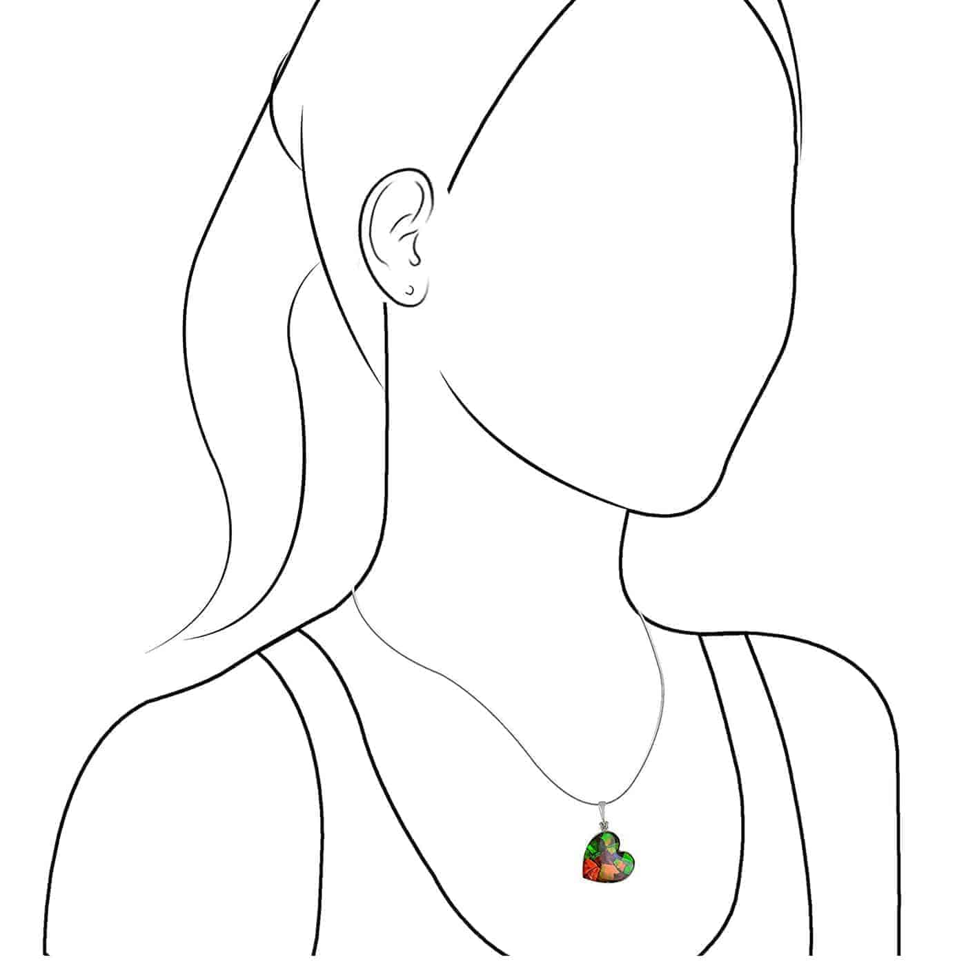 Starborn Ammolite Heart Pendant Sterling Silver - Large