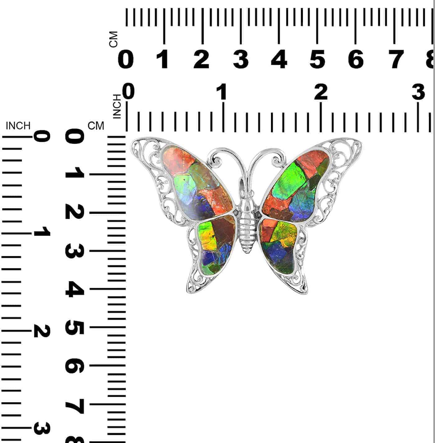 Starborn Ammolite and Sterling Silver Butterfly Pendant