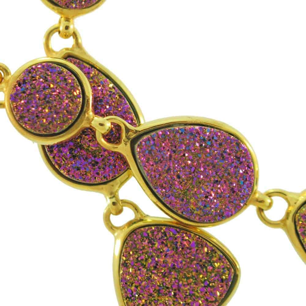 Starborn 18k Gold Plated Brass Rainbow Titanium Drusy Earrings