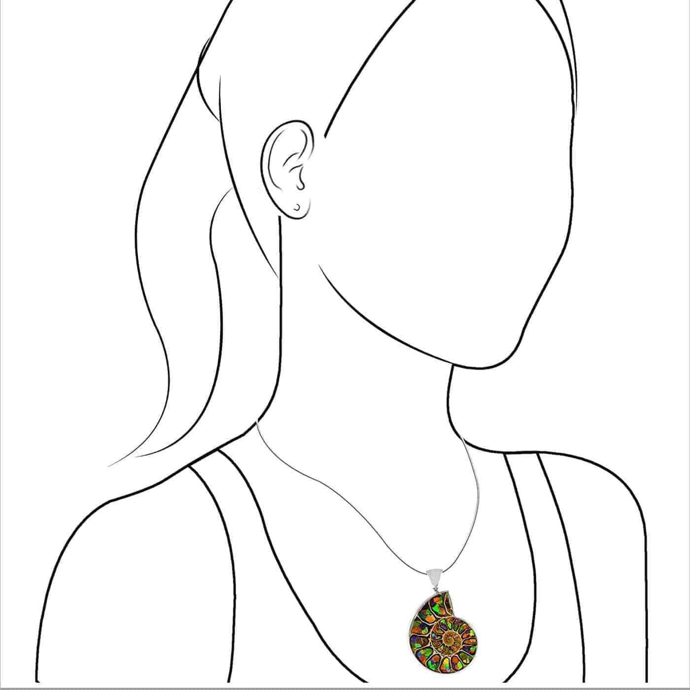 Starborn Sterling Silver Ammonite with Ammolite Inlay Pendant