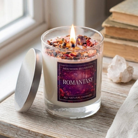 Romantasy Candle Soy Wax, Crystal Candle, Book Candle: 7.75 oz Glass Jar