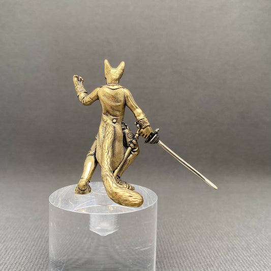 Brass Cat Swordsman Crafts Decoration Desktop Ornaments
