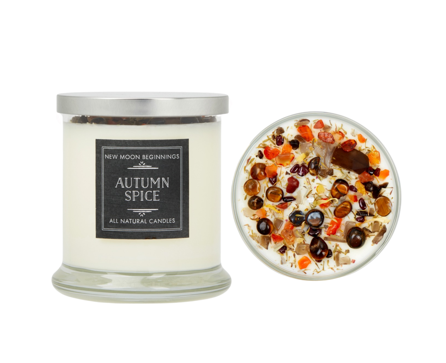 Autumn Spice Candles - Herb & Crystal Candle - Fall Candle: 7.75oz Glass Jar