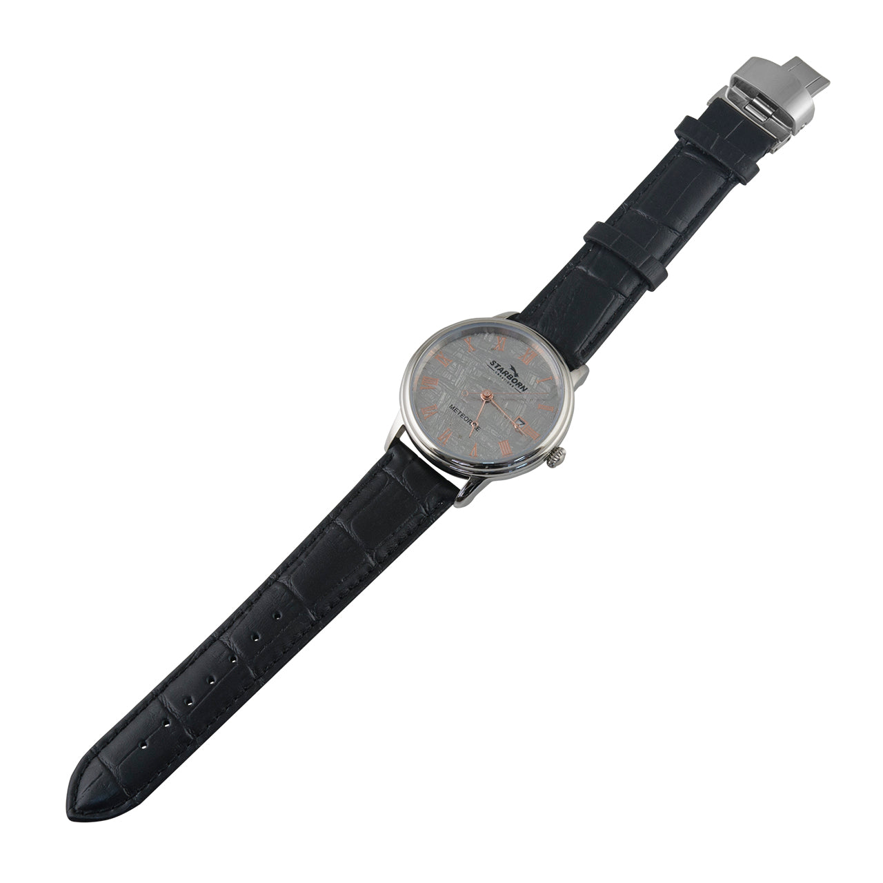 Starborn Muonionalusta Meteorite 40mm Automatic Watch with Black Leather Band