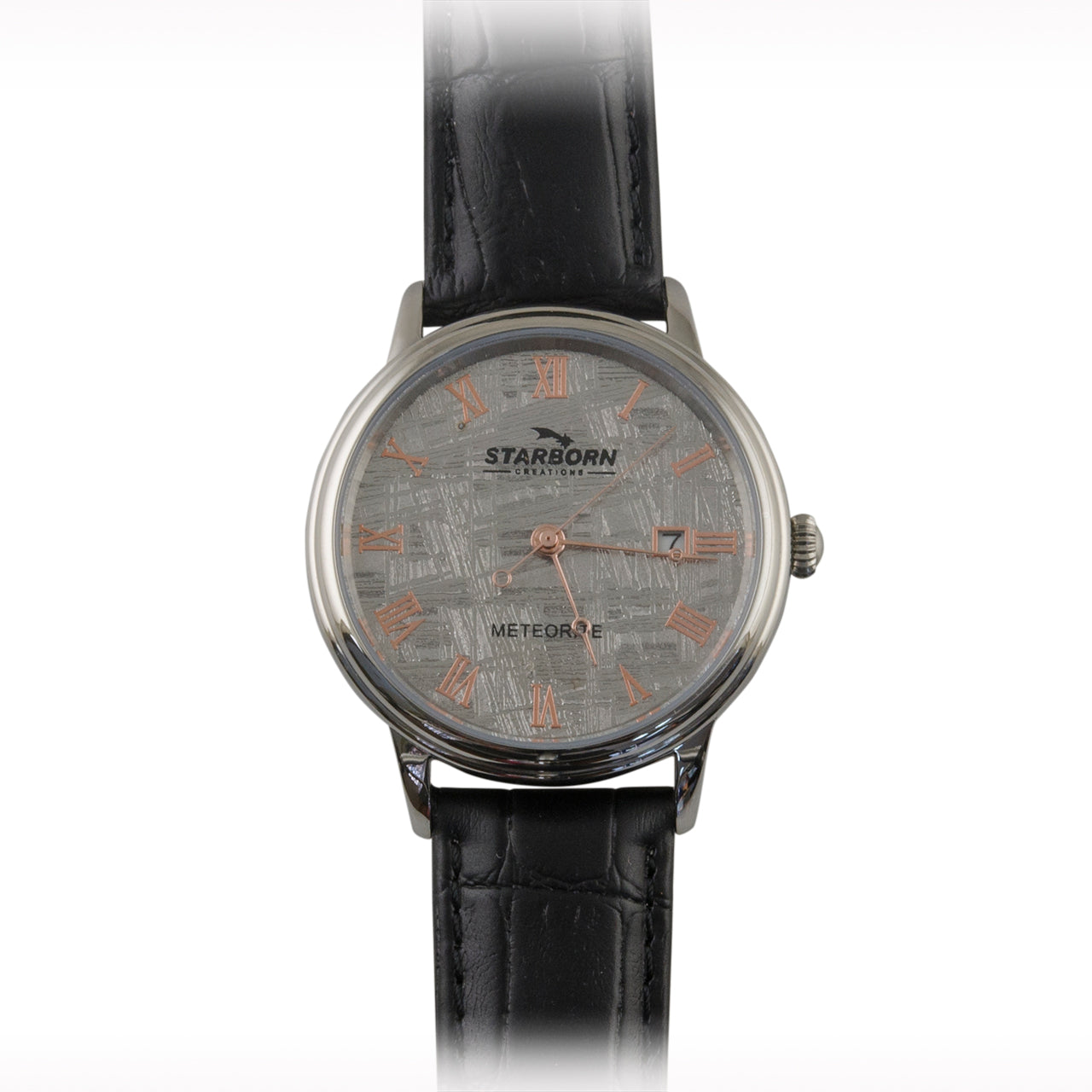 Starborn Muonionalusta Meteorite 40mm Automatic Watch with Black Leather Band