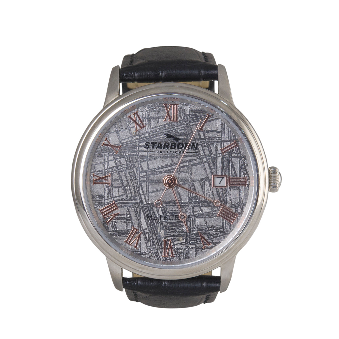 Starborn Muonionalusta Meteorite 40mm Automatic Watch with Black Leather Band