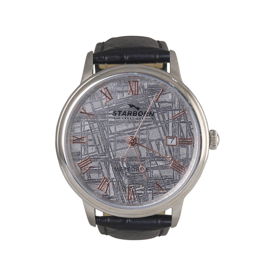 Starborn Muonionalusta Meteorite 40mm Automatic Watch with Black Leather Band