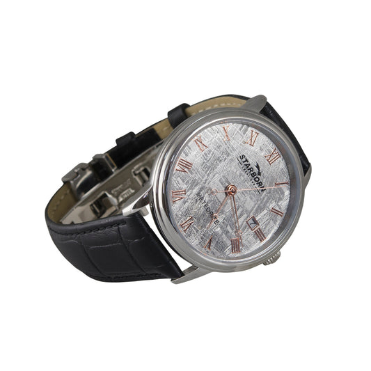 Starborn Muonionalusta Meteorite 40mm Automatic Watch with Black Leather Band