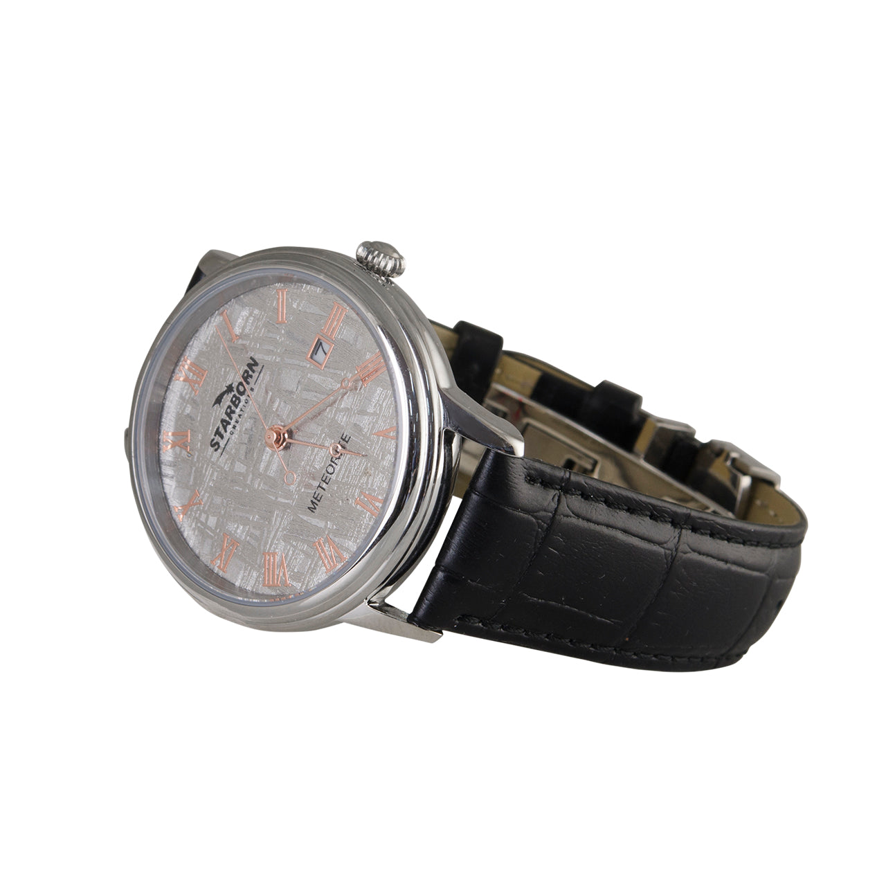 Starborn Muonionalusta Meteorite 40mm Automatic Watch with Black Leather Band