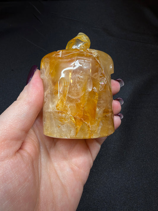 Cheeky Golden Healer Candle with a Face