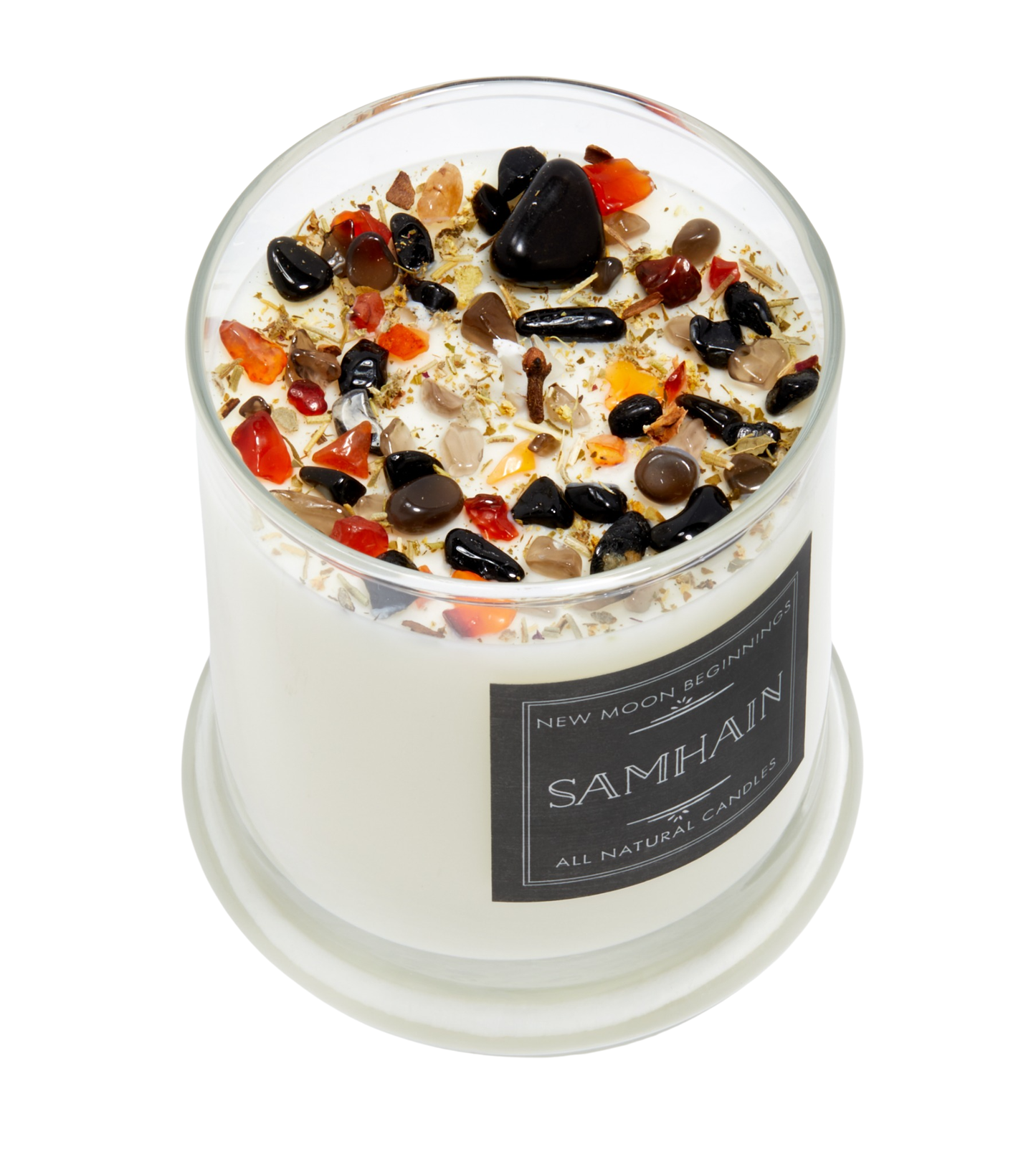 Samhain Candles - Crystal Candles - Fall & Halloween Candles: 7.75oz Round Glass