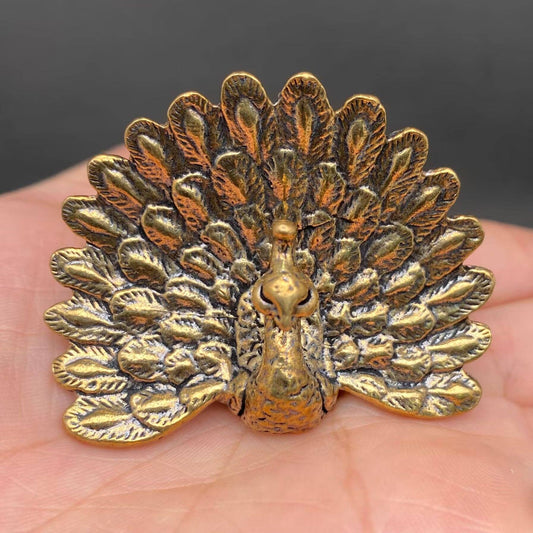 Peacock Spreading Its Tail Brass Crafts Desktop Ornaments