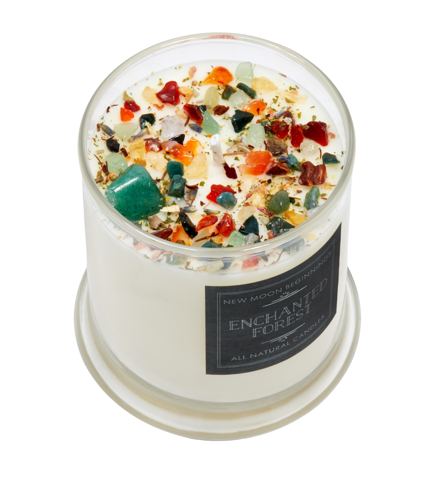 Enchanted Forest Candle - Herb, Flower, & Crystal Candles: 12oz Glass Jar