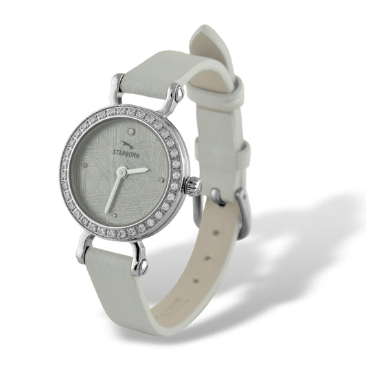 Starborn Muonionalusta Meteorite 20mm Women's Watch with Grey/Black Leather Band