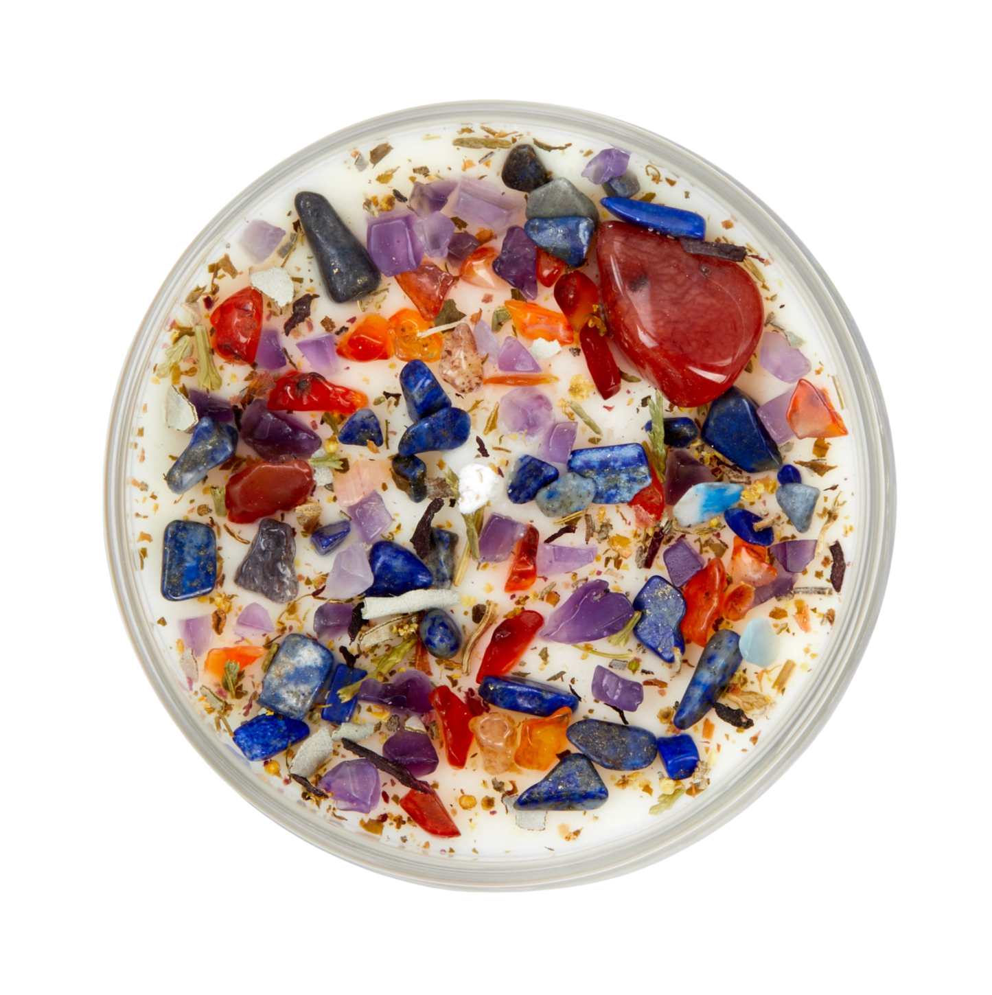 Meditation Candle - Herb, Flower, & Crystal Candles: 7.75oz Round Glass