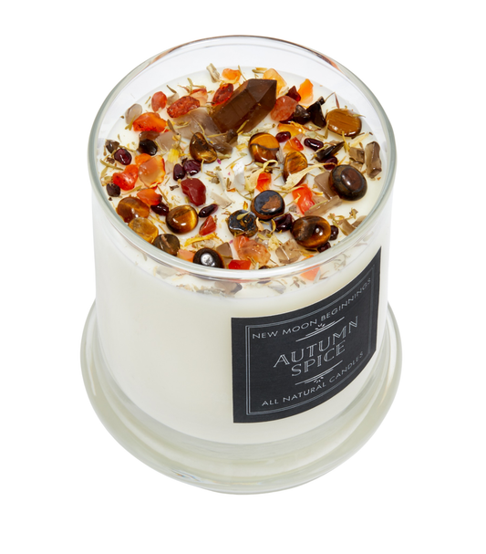 Autumn Spice Candles - Herb & Crystal Candle - Fall Candle: 7.75oz Glass Jar
