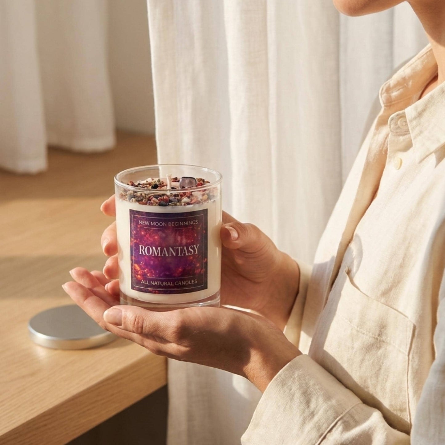 Romantasy Candle Soy Wax, Crystal Candle, Book Candle: 7.75 oz Glass Jar
