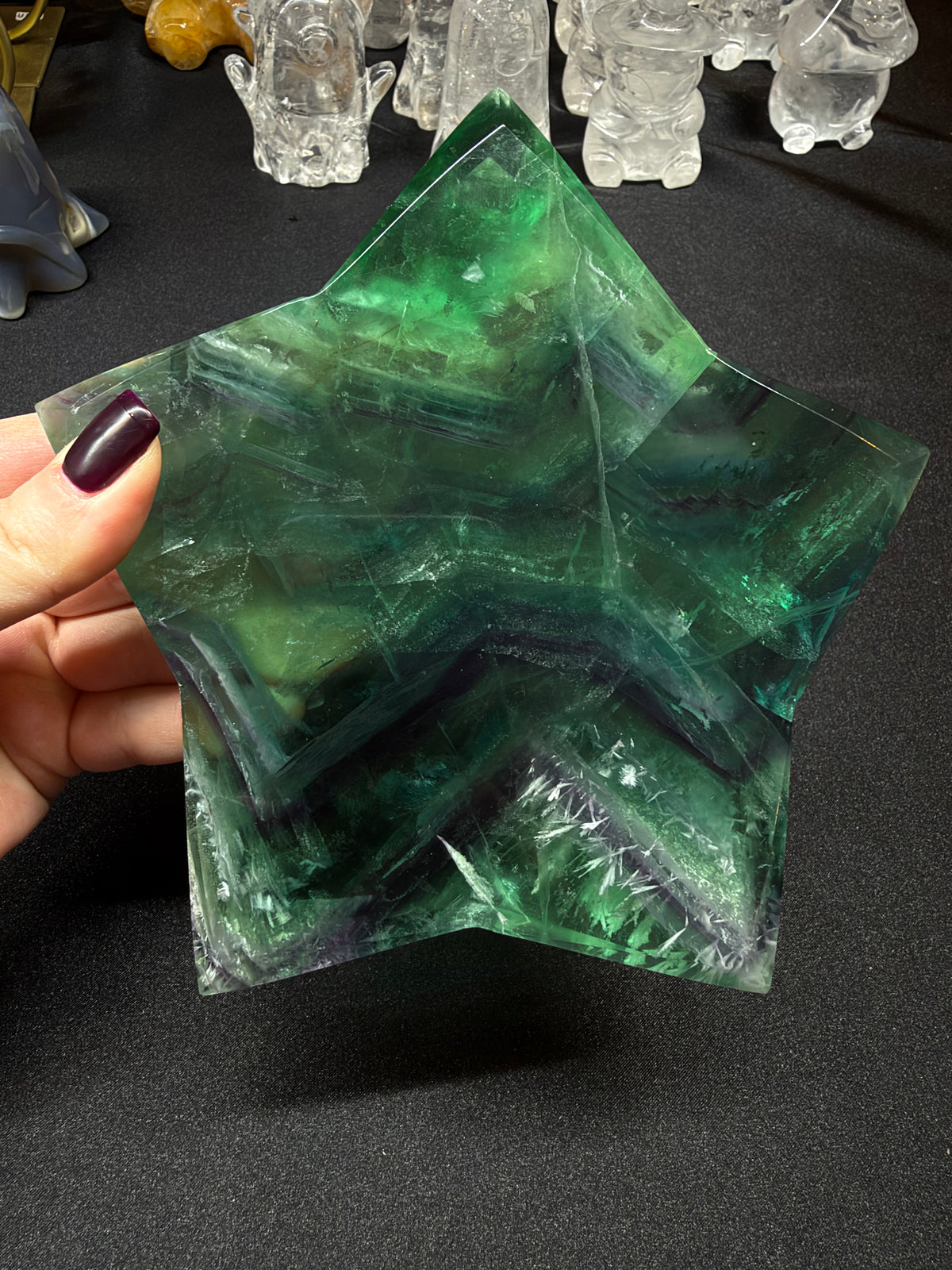 Fluorite Star with Rainbows and Feathering -Small Resin Repair