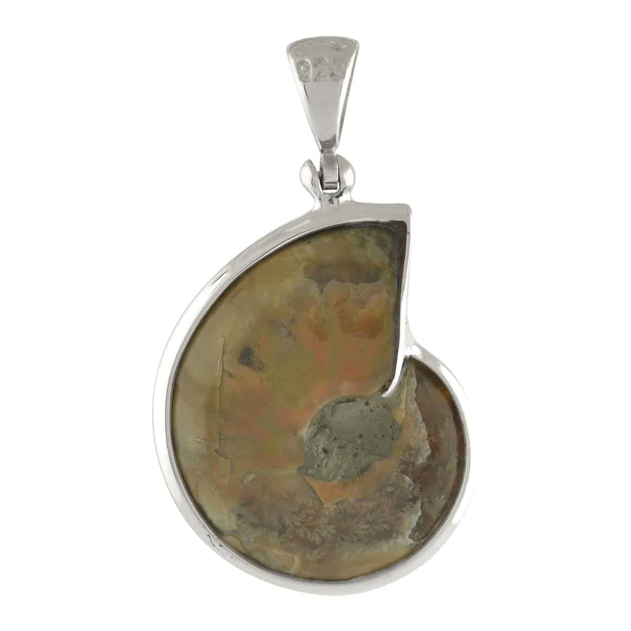 Starborn Ammonite with Abalone Shell Inlay Pendant in Sterling Silver - Small