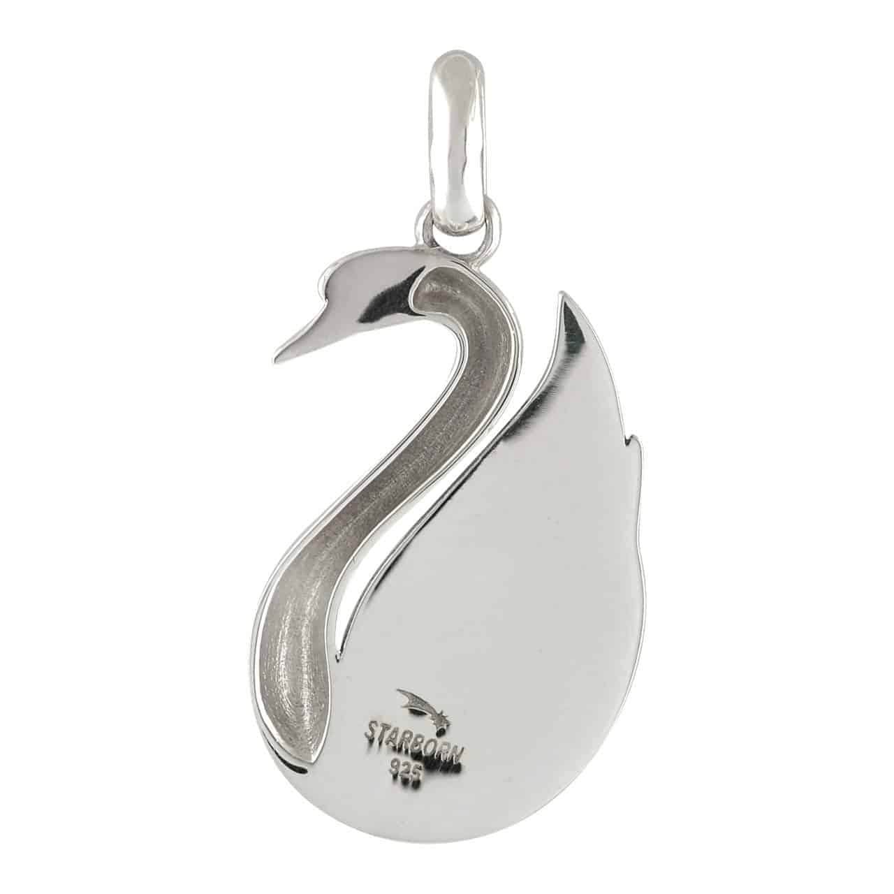 Starborn Ammolite Swan Pendant in Sterling Silver
