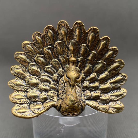 Peacock Spreading Its Tail Brass Crafts Desktop Ornaments