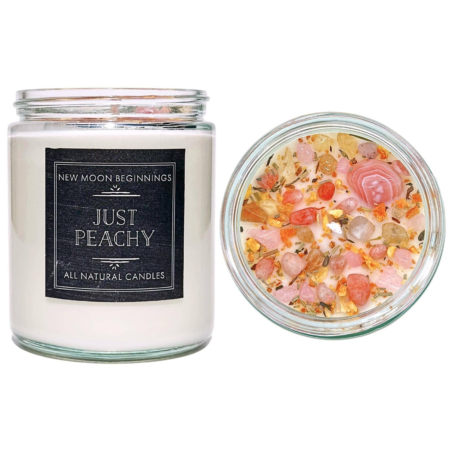 Just Peachy Candle Handmade, Hand Poured Soy Wax Juicy Peach: 9oz Glass Jar