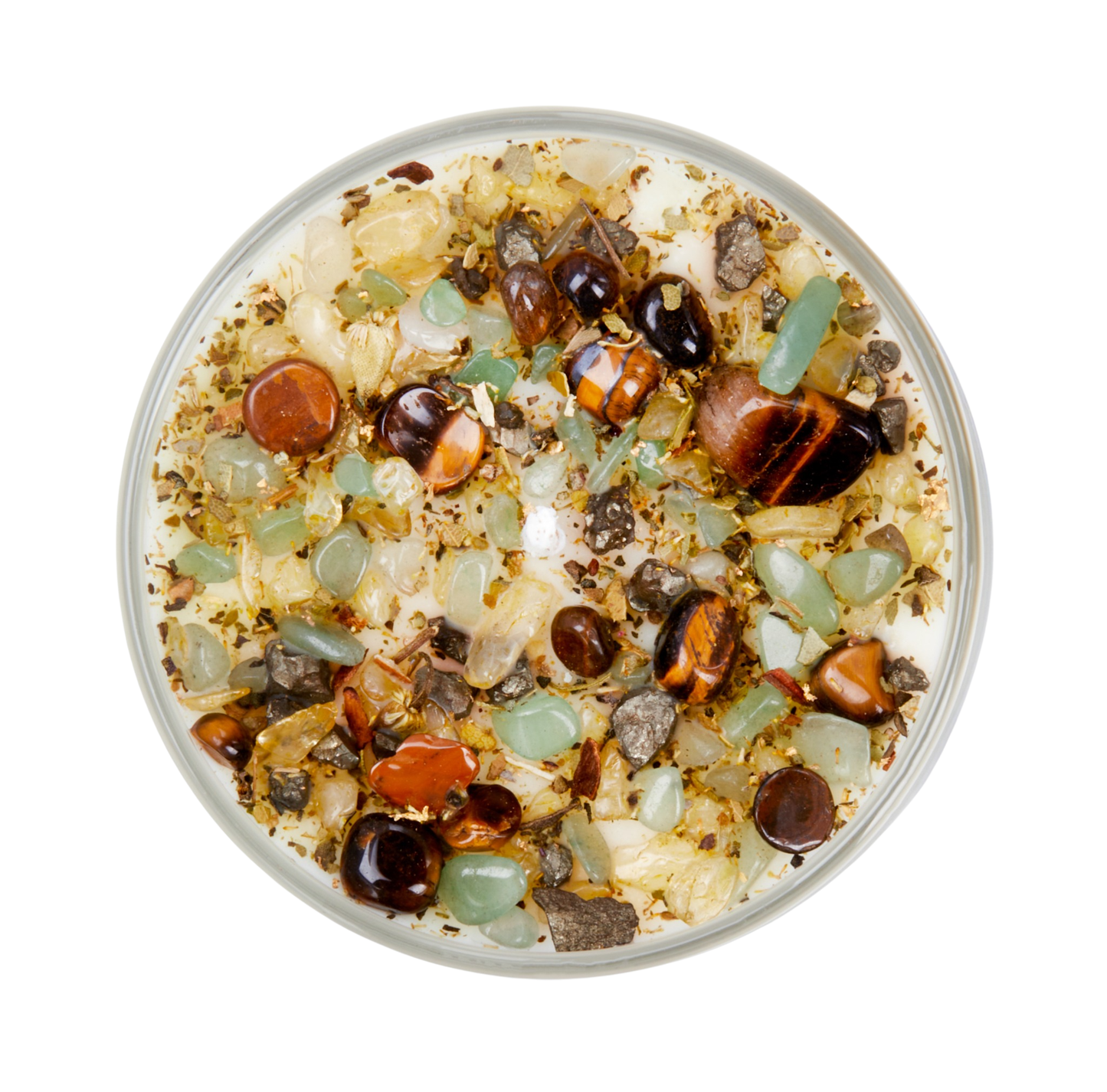Prosperity Candle - Soy Candles - Herb & Crystal Candle: 7.75oz Round Glass