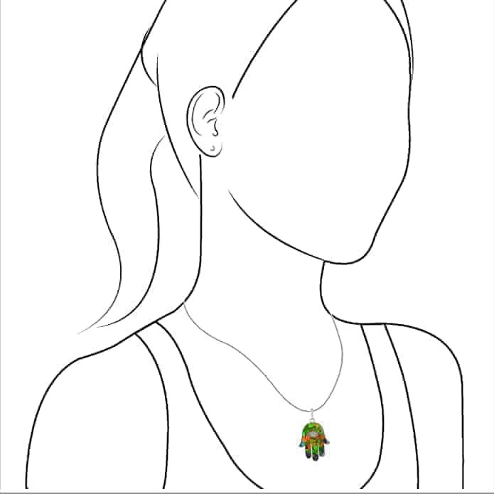 Starborn Ammolite Hamsa Hand Pendant in Sterling Silver