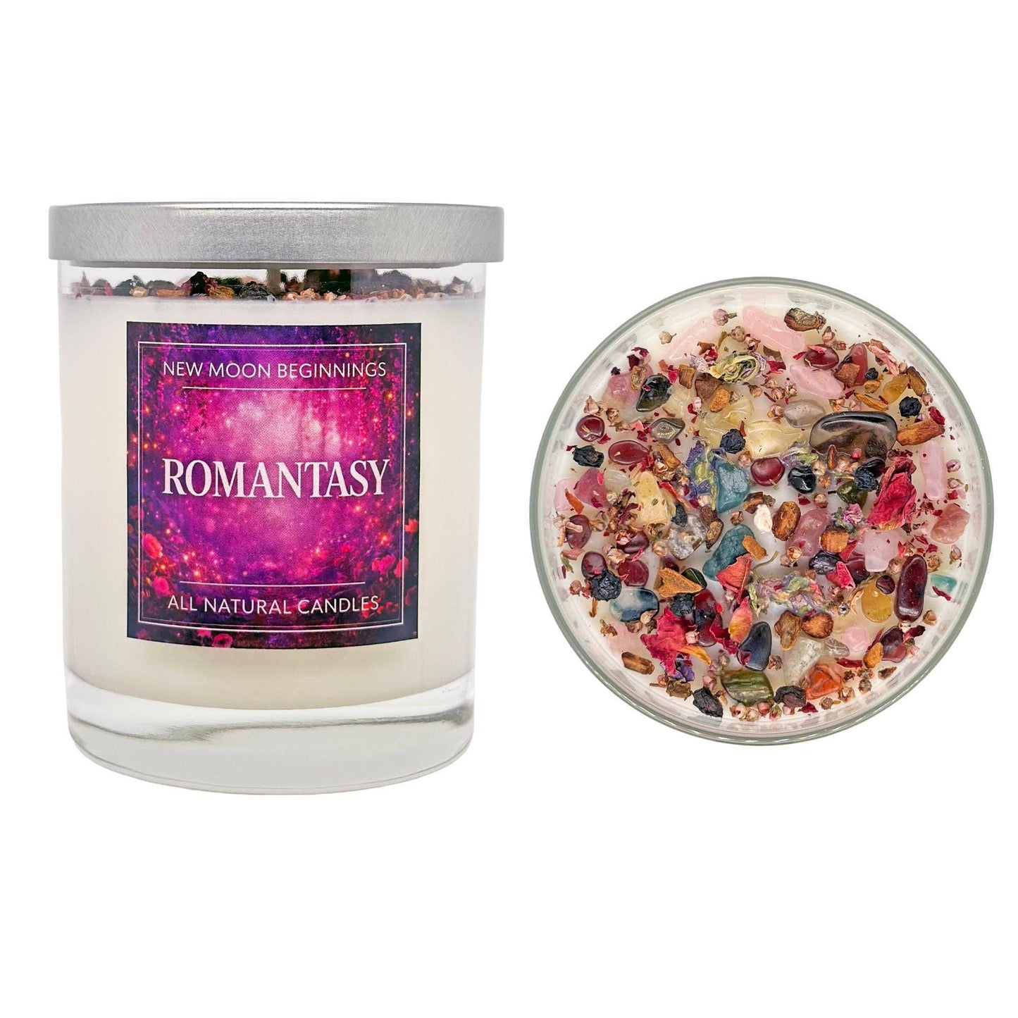 Romantasy Candle Soy Wax, Crystal Candle, Book Candle: 7.75 oz Glass Jar