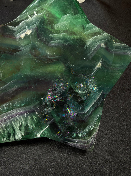 Fluorite Star with Rainbows and Feathering -Small Resin Repair