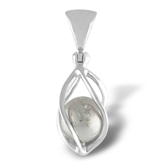 Starborn Genuine Muonionalusta Meteorite Sphere Cage Set Pendant in Sterling Silver