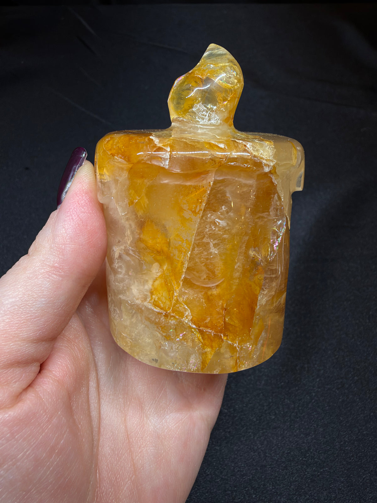 Cheeky Golden Healer Candle with a Face