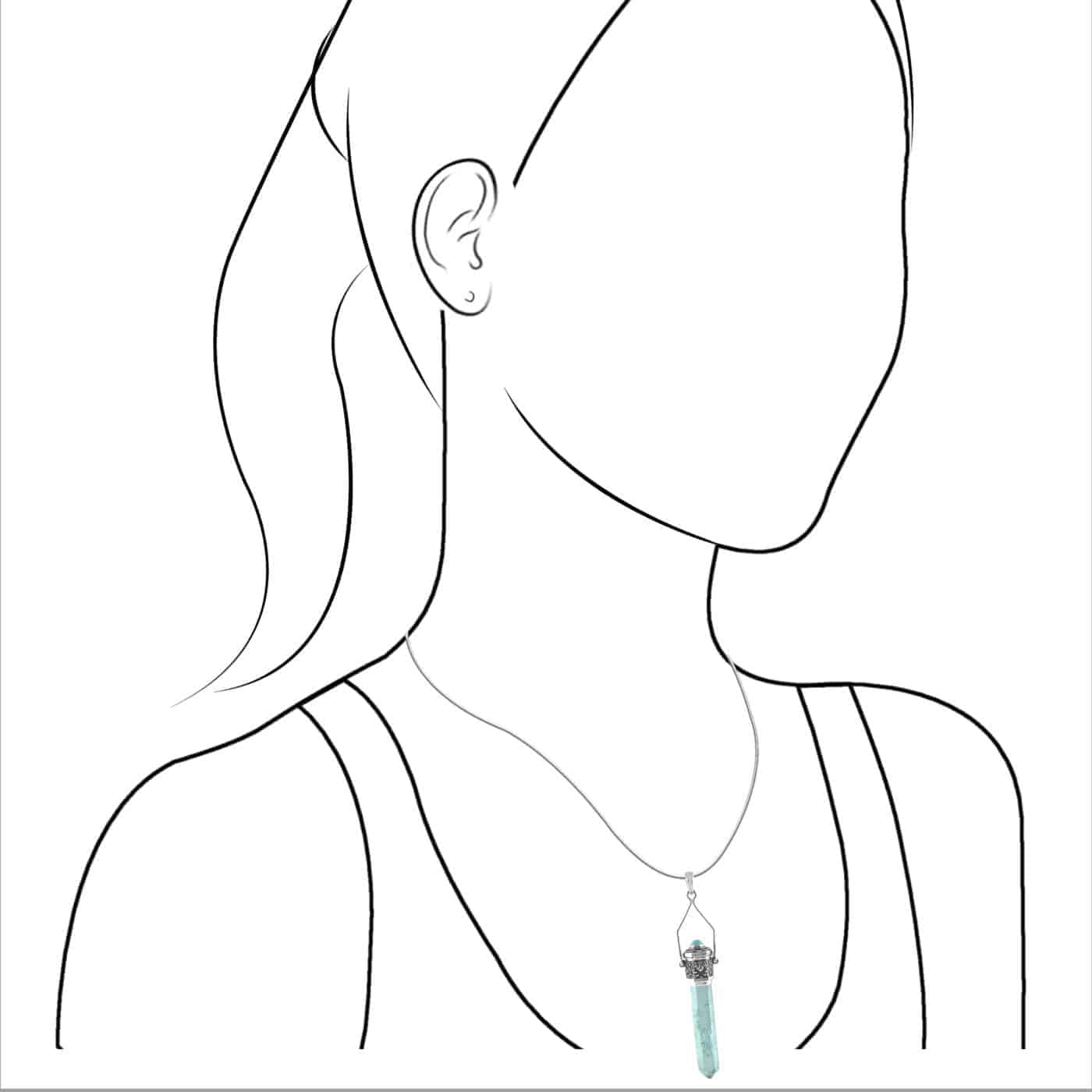 Starborn Aqua Aura Crystal Pill Box Pendant in Sterling Silver