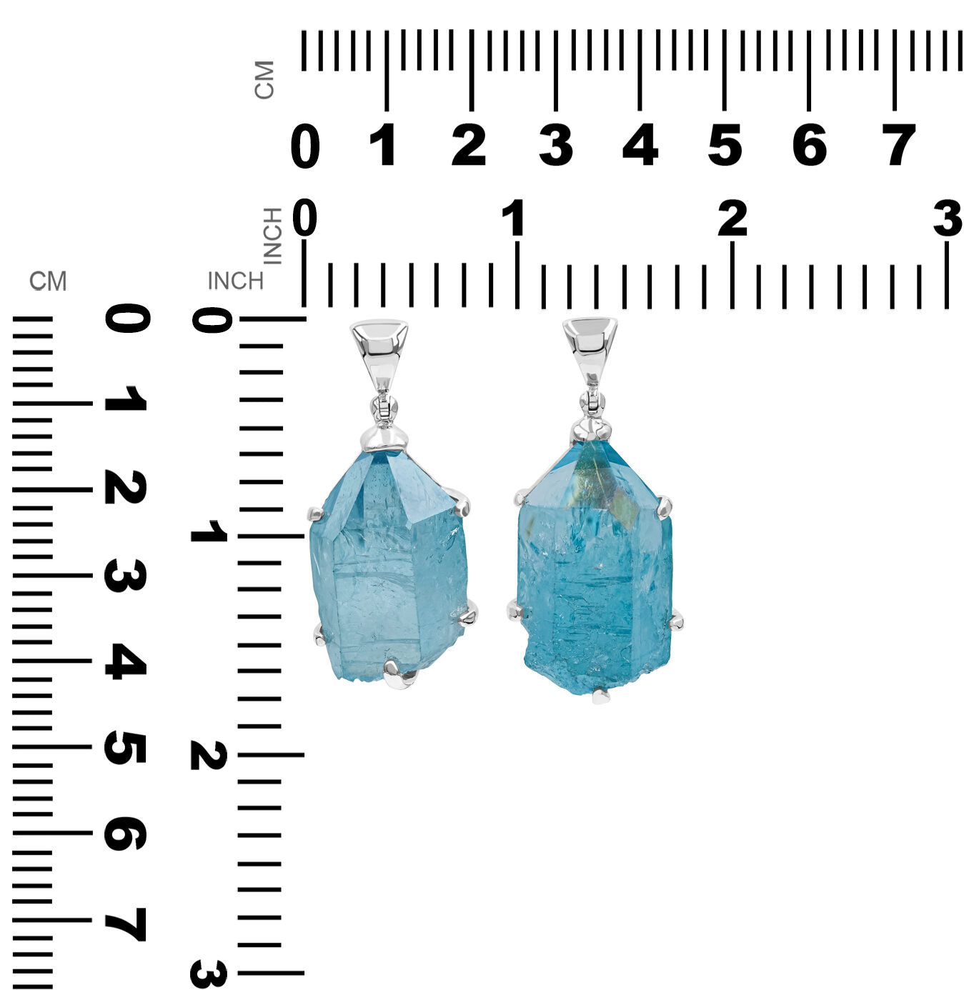 Starborn Aqua Aura Quartz Crystal Prong Set Pendant in Sterling Silver