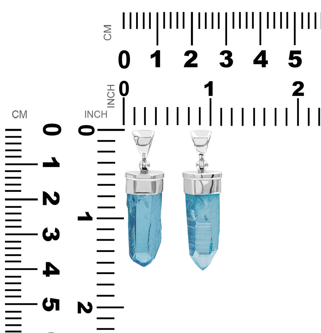 Starborn Aqua Aura Quartz Crystal Cap Set Pendant in Sterling Silver