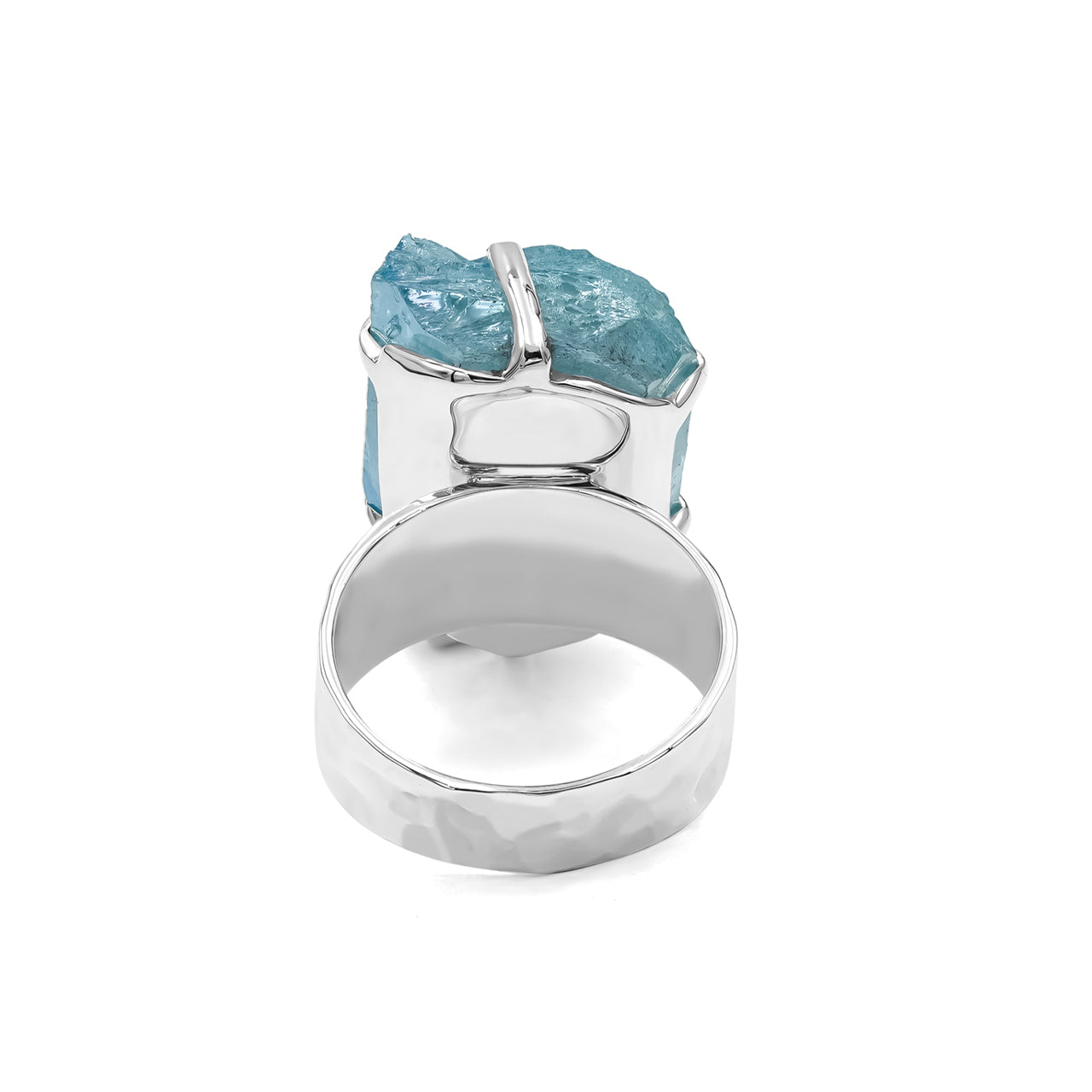 Starborn Aqua Aura Quartz Crystal Prong Set Ring in Sterling Silver