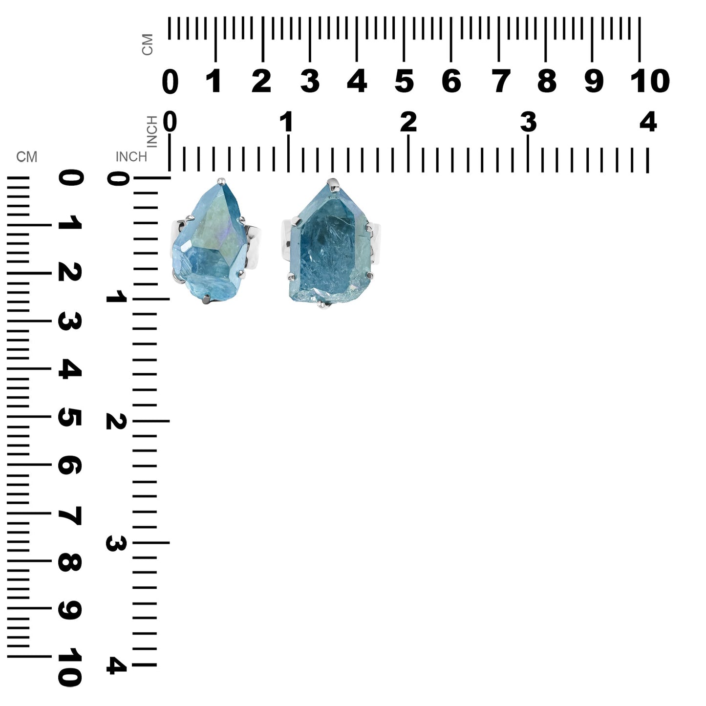 Starborn Aqua Aura Quartz Crystal Prong Set Ring in Sterling Silver