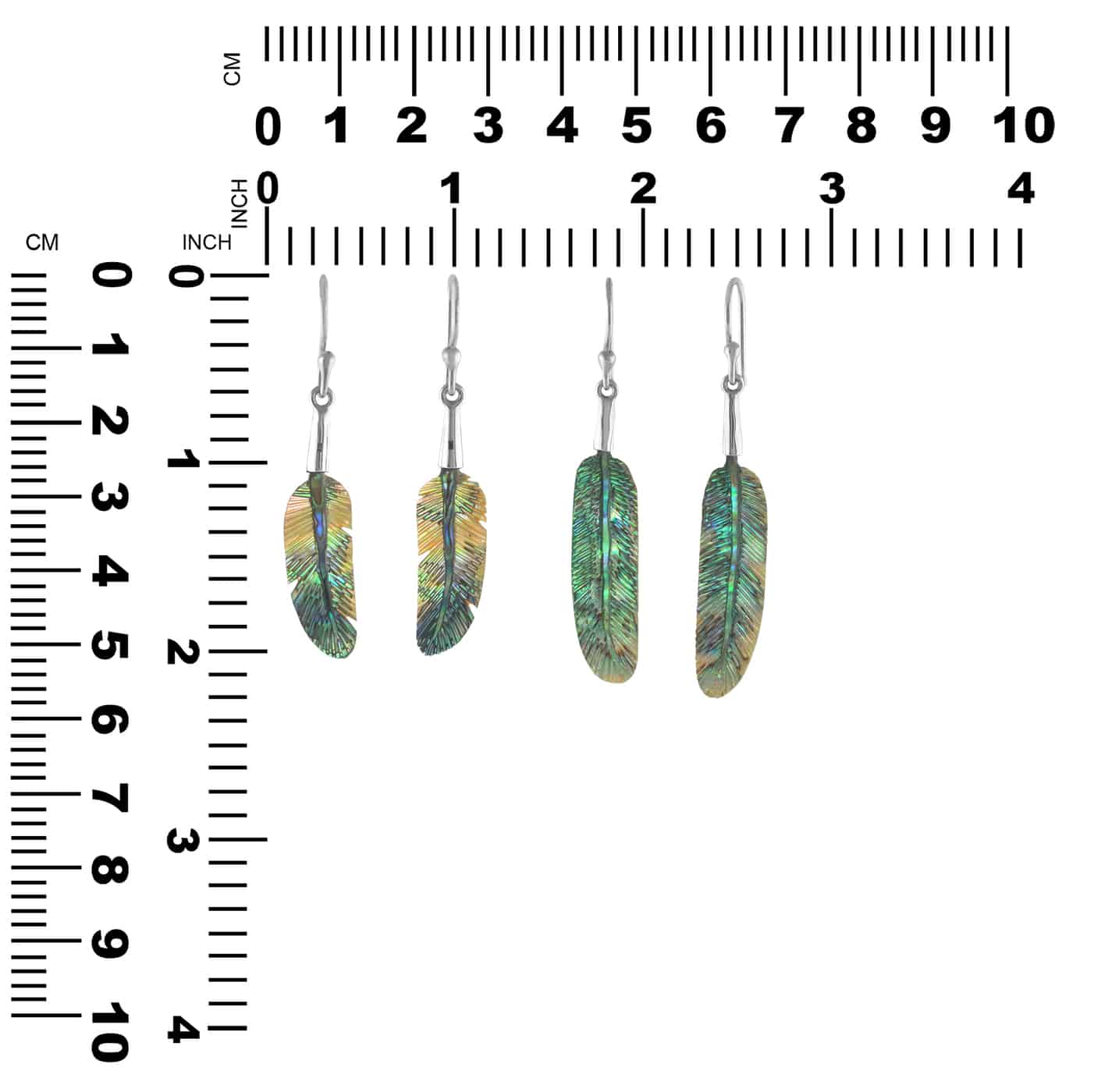 Starborn Carved Abalone Shell Feather Earrings in Sterling Silver