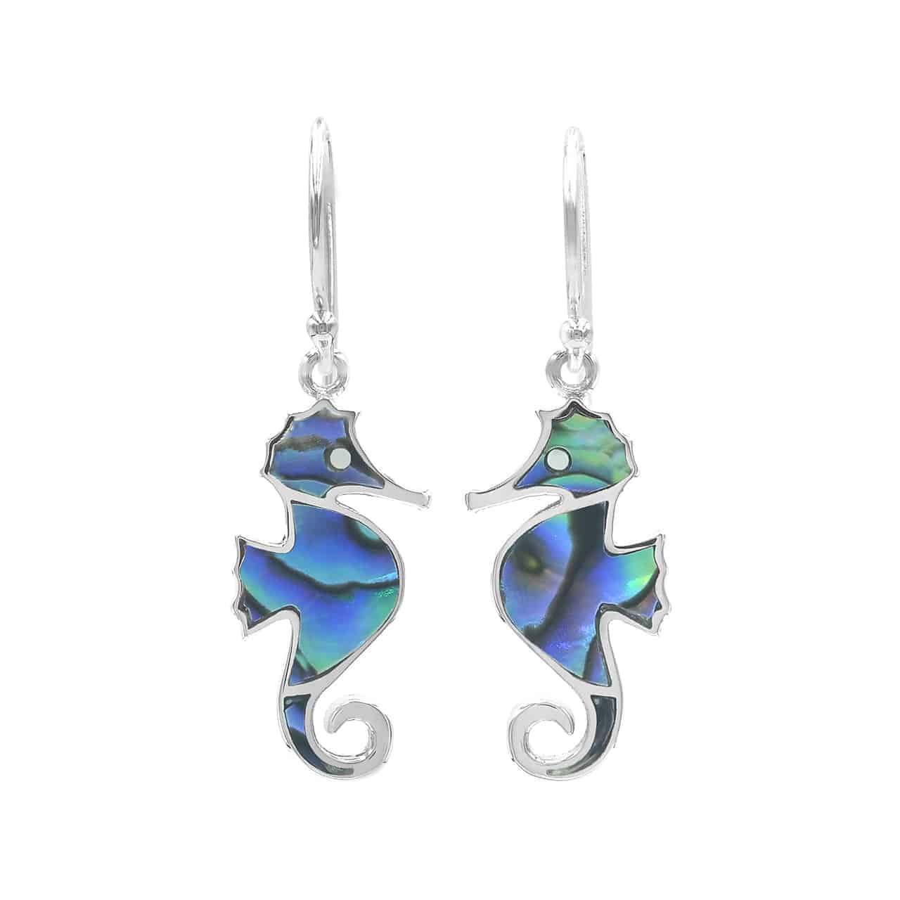 Starborn Abalone Shell Seahorse Earrings in Sterling Silver